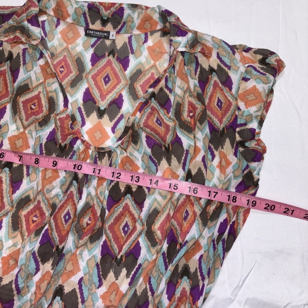 Earthbound Trading Women Dress S Black Southwest  Boho Geometric Beachy Cover Up - Picture 5 of 6